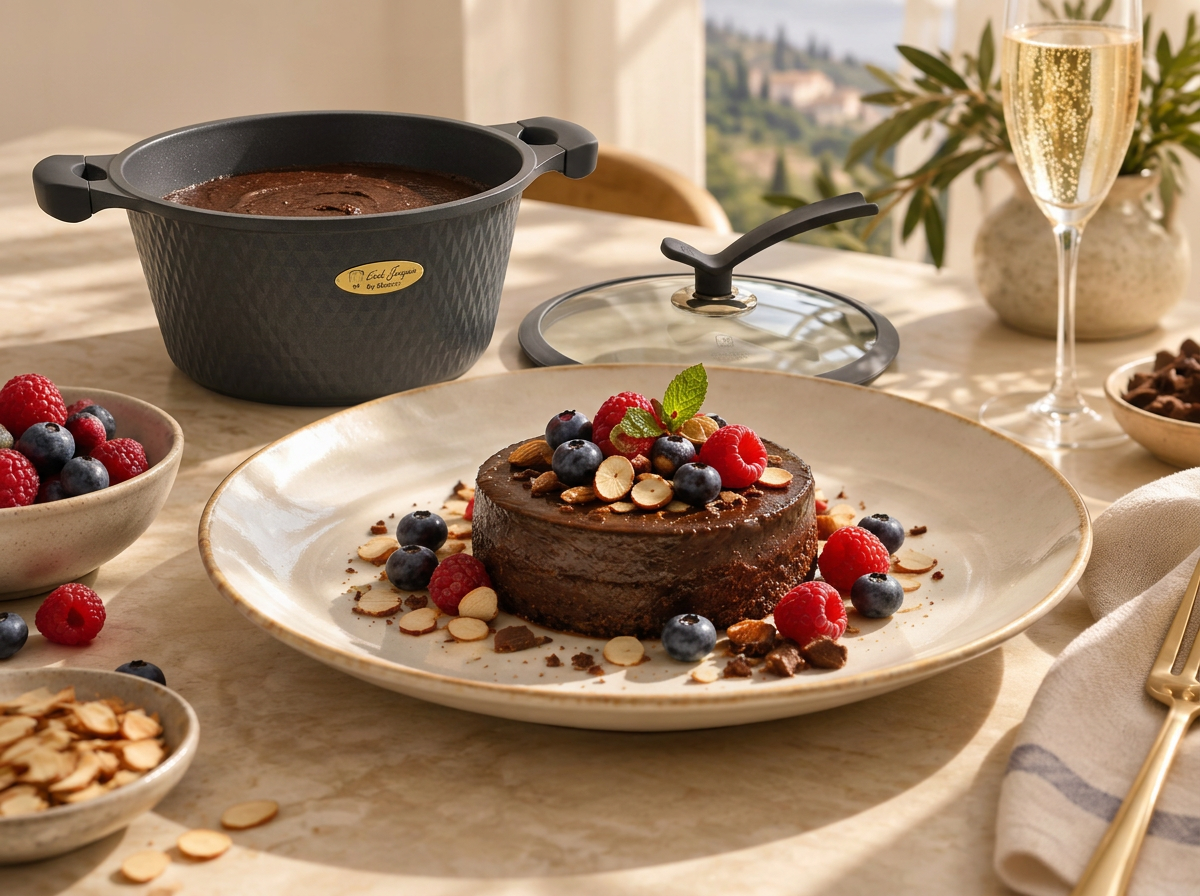 Sobremesa de chocolate com frutas vermelhas